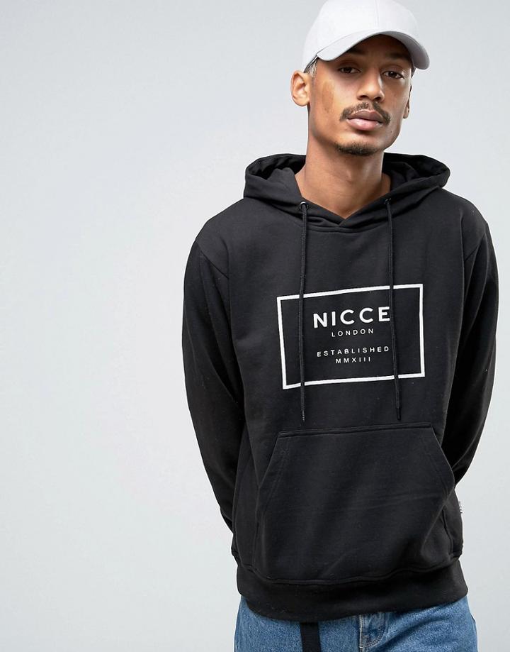 Nicce London Hoodie With Rubber Box Logo - Black