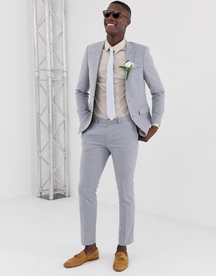 Burton Menswear Linen Suit Pants In Blue - Blue