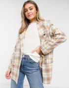 Daisy Street Relaxed Coordinating Blazer In Vintage Check-brown