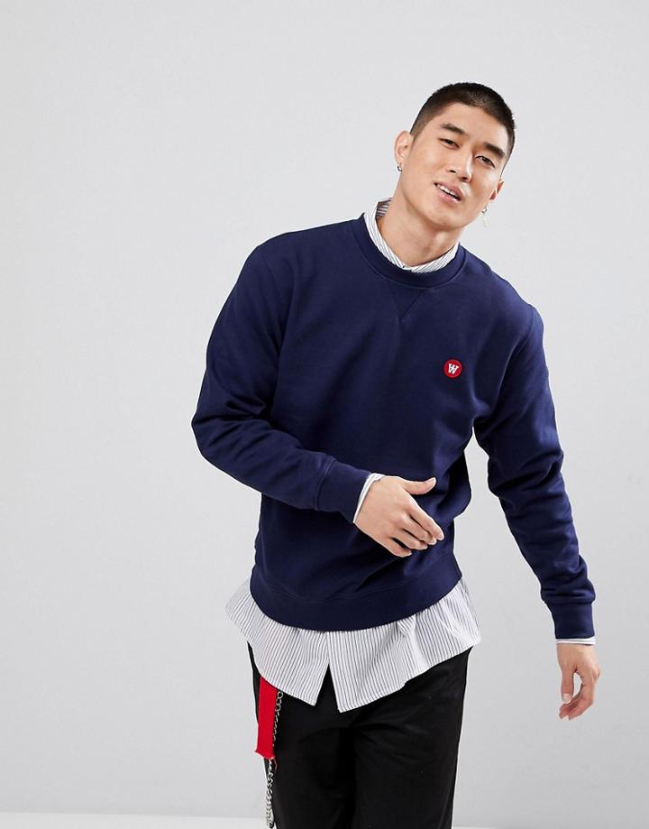 Wood Wood Sweatshirt With Aa Logo In Navy - Navy