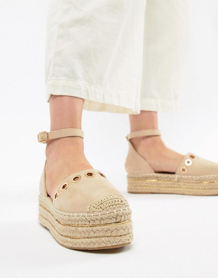 Prettylittlething Eyelet Espadrilles - Beige