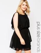 Club L Plus Dress With Fluted Sleeves - Black