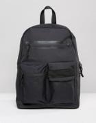 Asos Backpack In Black With Front Pockets - Black