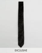 Noose & Monkey Printed Velvet Blade Tie - Black