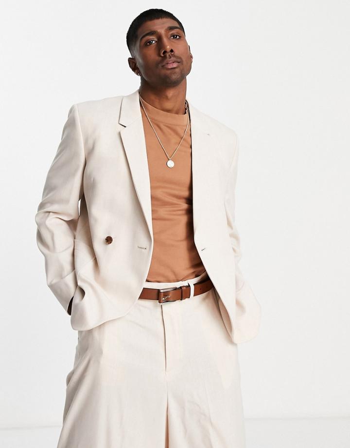 Asos Design Slim Suit Jacket In Ecru-neutral