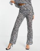 Femme Luxe Wide Leg Pants In Zebra Print - Part Of A Set-multi
