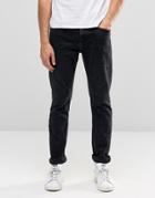 Pull & Bear Slim Jeans In Washed Black - Black