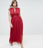 Tfnc Plus Wedding Lace Detail Maxi Dress - Red