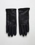 Paul Costelloe Basic Leather Gloves In Black - Black