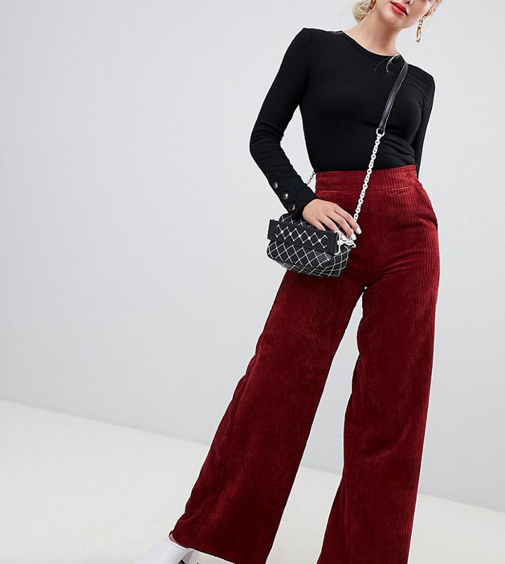 Stradivarius Wide Leg Corduroy Pants-black