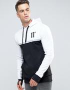11 Degrees Panel Hoodie With Reflective Strip - Black