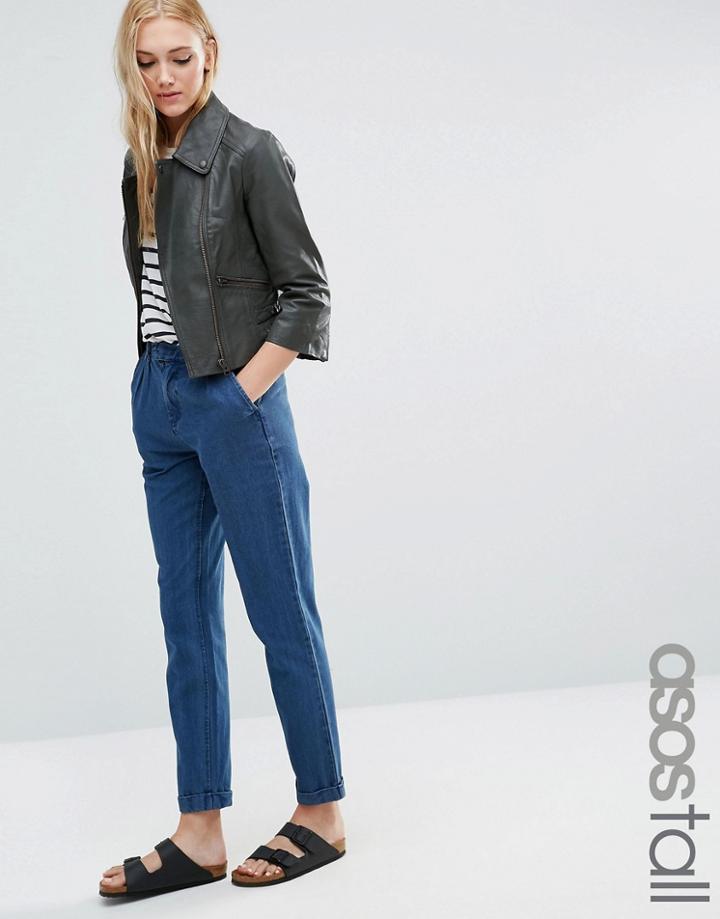 Asos Tall Denim Chino In Dark Stonewash Blue - Blue