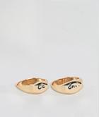 Asos Novelty Holidays Signet Ring Pack With Naughty And Nice - Gold
