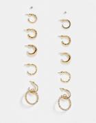 Asos Design Pack Of 6 Earrings With Mixed Crystal Designs In Gold Tone