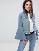 Only Denim Jacket With Volume Sleeve - Blue