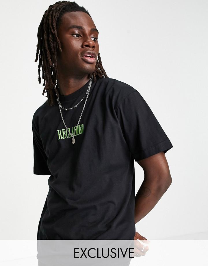 Reclaimed Vintage Logo T-shirt In Slub Jersey In Black
