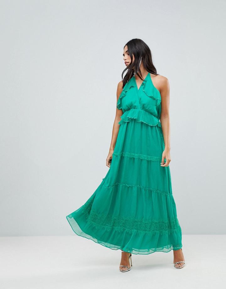 Adelyn Rae Frill Maxi Dress-green