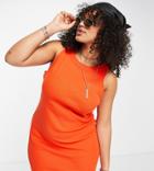 Asos Design Curve Racer Front Ribbed Mini Tank Dress In Red