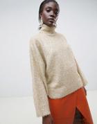 Selected Femme Tinsel Roll Neck Sweater - Gold