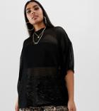 Asos Design Curve Oversized Mesh T-shirt-black