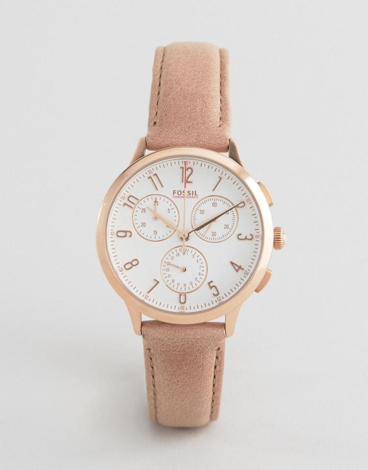 Fossil Abeline Rose Gold & Sand Leather Watch - Gray