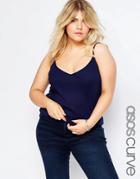 Asos Curve Strappy Rib Cami - Navy