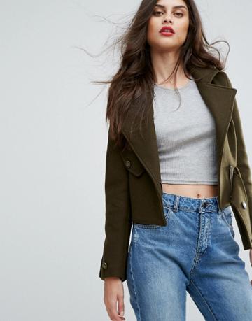 Non Blonde Military Cropped Jacket - Green