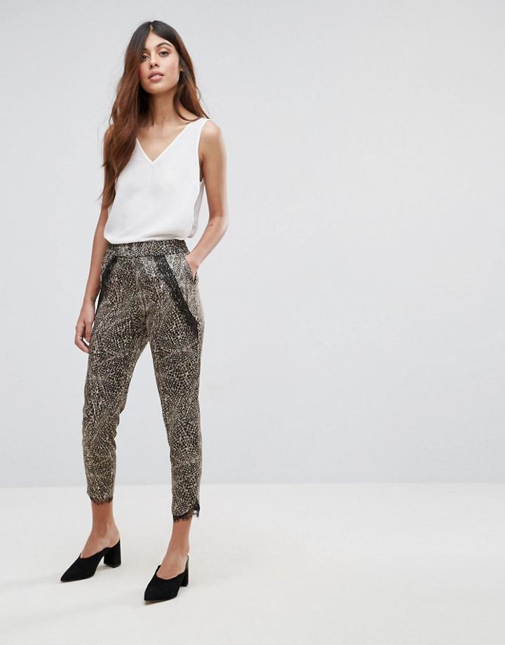 Vero Moda Spotty Lace Trim Pants - Green