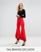 John Zack Tall Cigarette Pant With Ruffle Hem - Pink
