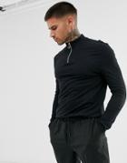 Asos Design Organic Long Sleeve T-shirt With Zip Turtleneck In Black