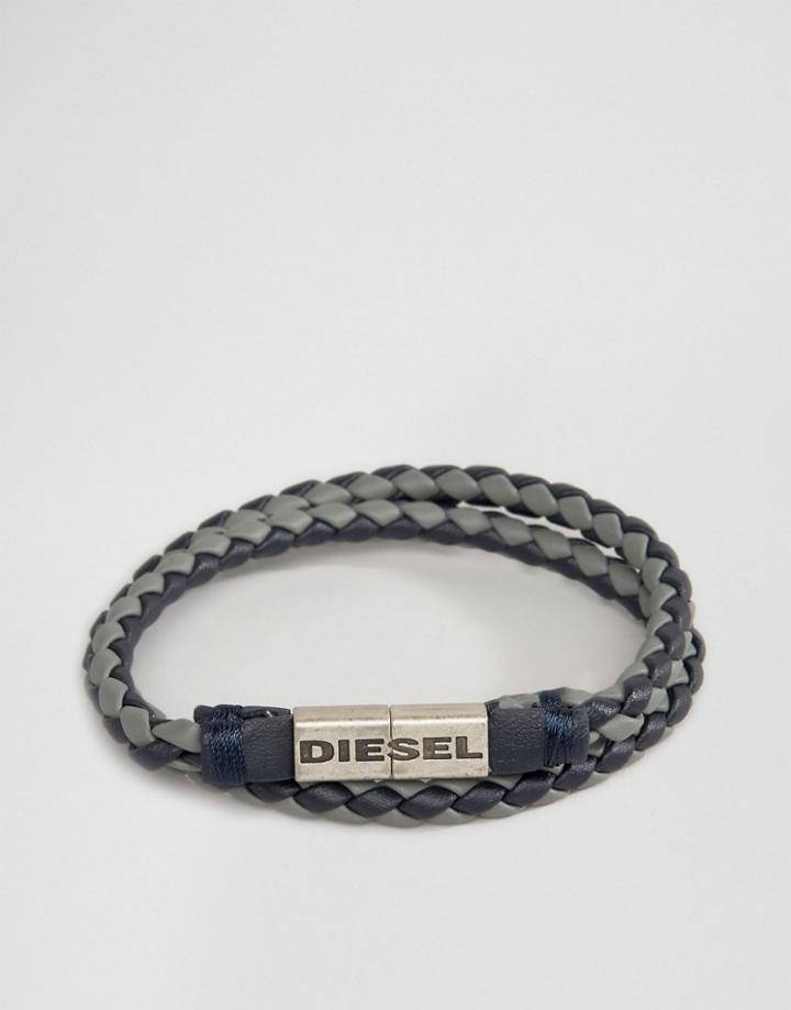 Diesel Alucy Double Wrap Braided Bracelet