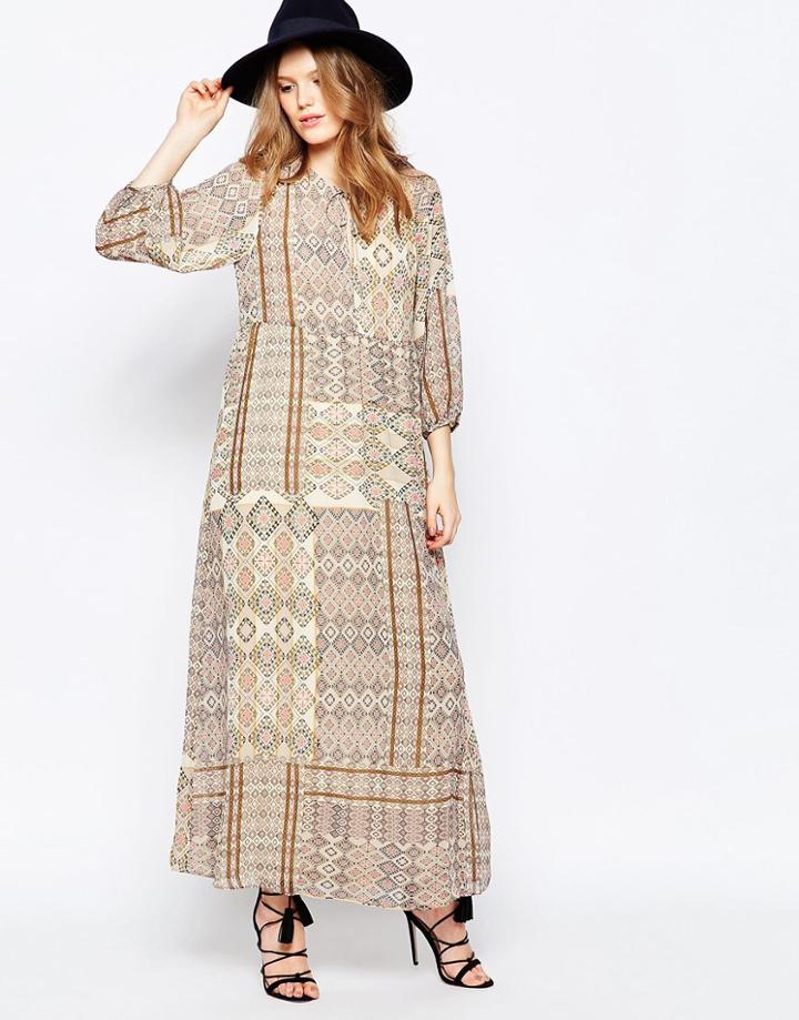 Only Printed Boho Long Sleeve Maxi Dress - Multi