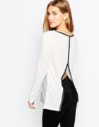 Asos Color Block Top In Slouchy Rib With Split Back Detail - Multi