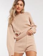 Asos Design Two-piece Crew Neck Sweater With Long Sleeve In Pink
