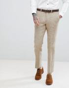 Asos Slim Suit Pants In 100% Wool Harris Tweed In Taupe Herringbone - Gray