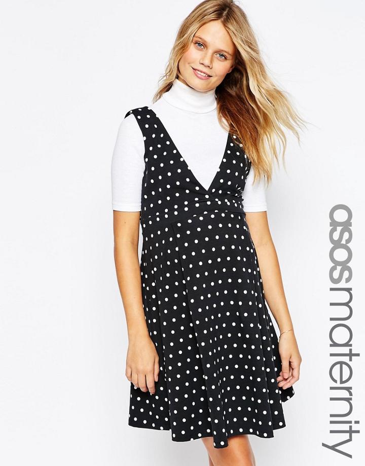 Asos Maternity Polka Dot Pinafore Dress - Multi
