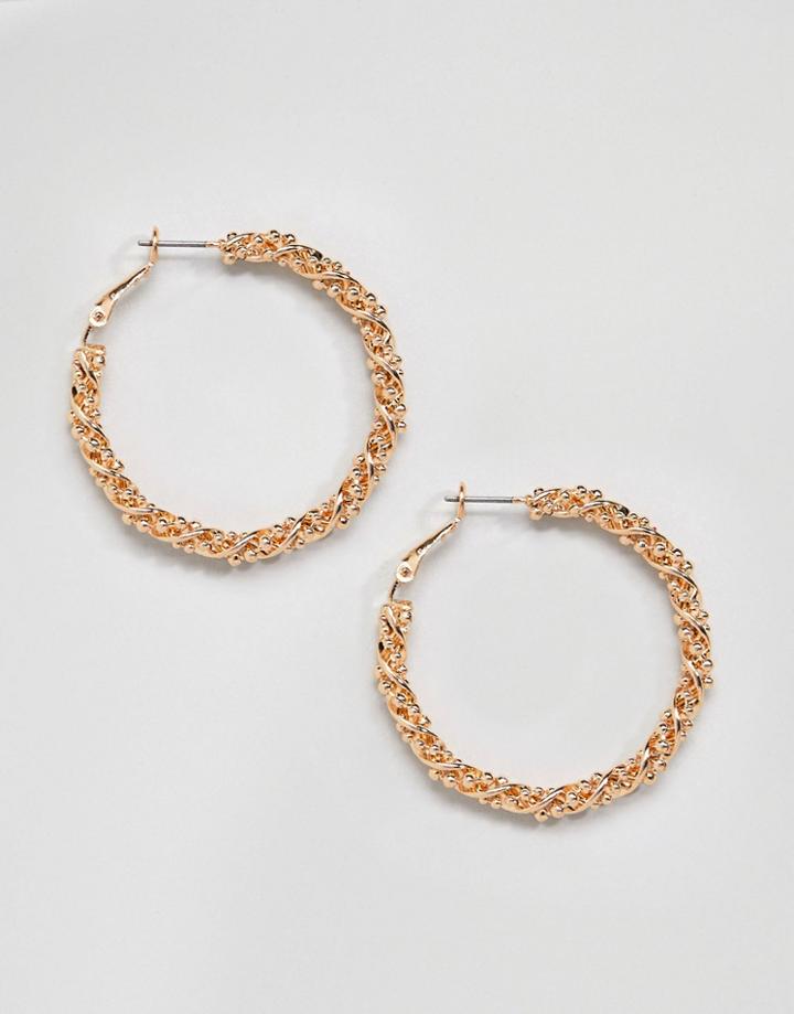 Monki Detailed Hoop Earrings In Gold - Gold