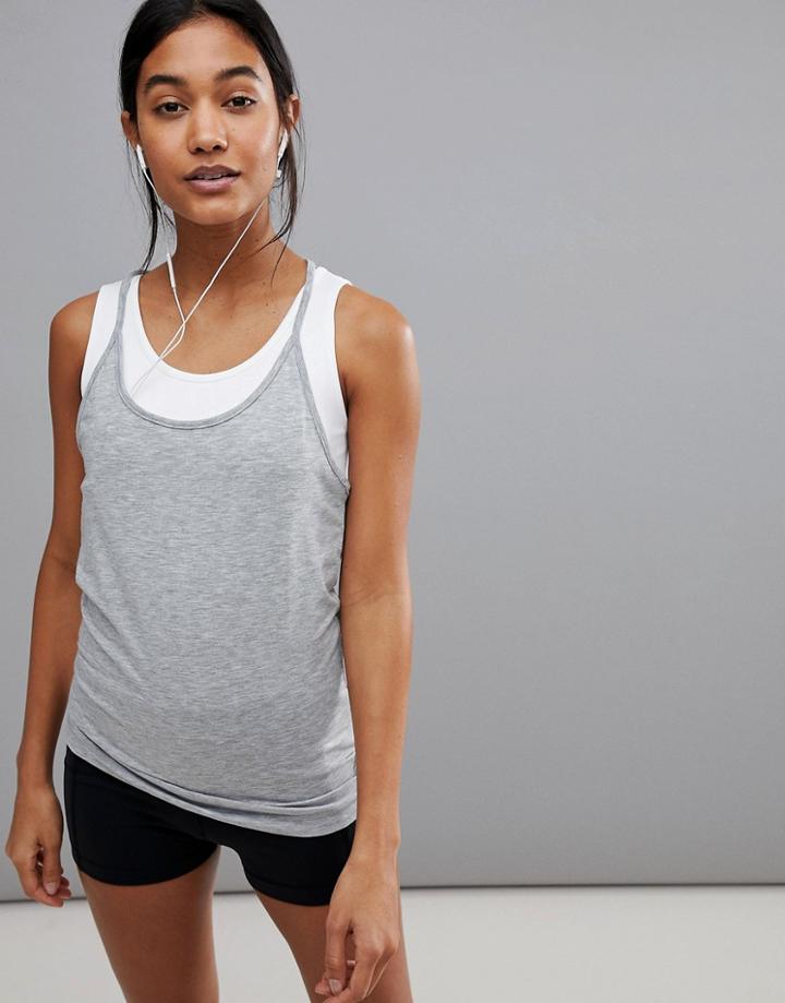 Reebok Training Racerback Tank In Gray-grey