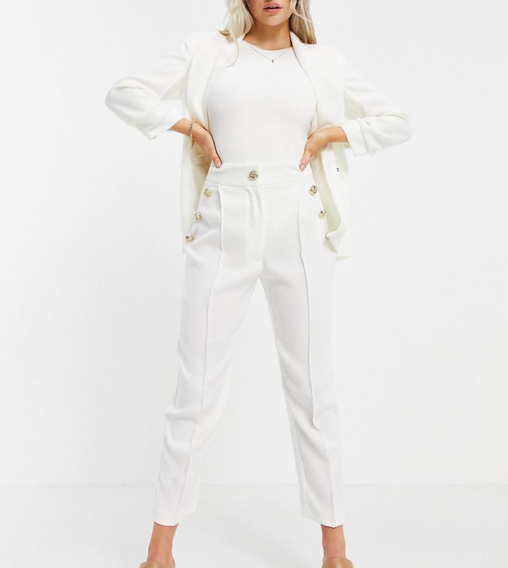 River Island Petite Button Front Tailored Peg Coordinating Pants In White