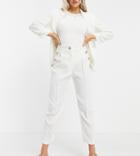 River Island Petite Button Front Tailored Peg Coordinating Pants In White