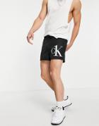 Ck One Short Drawstring Swim Shorts In Black
