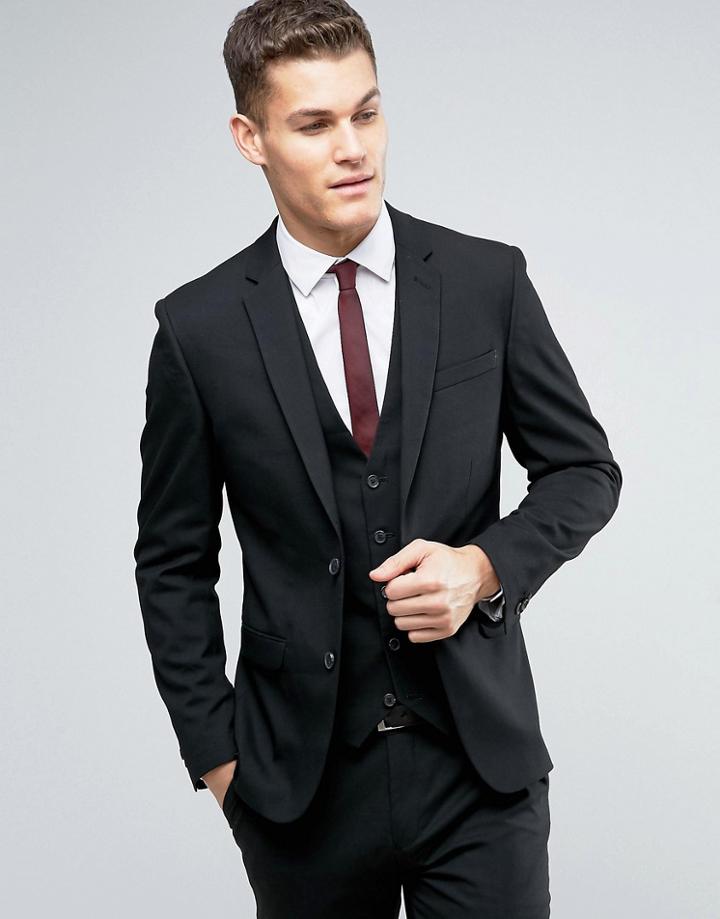 New Look Slim Suit Jacket In Black - Black