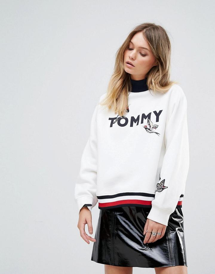 Tommy Hilfiger High Neck Logo Sweatshirt - White