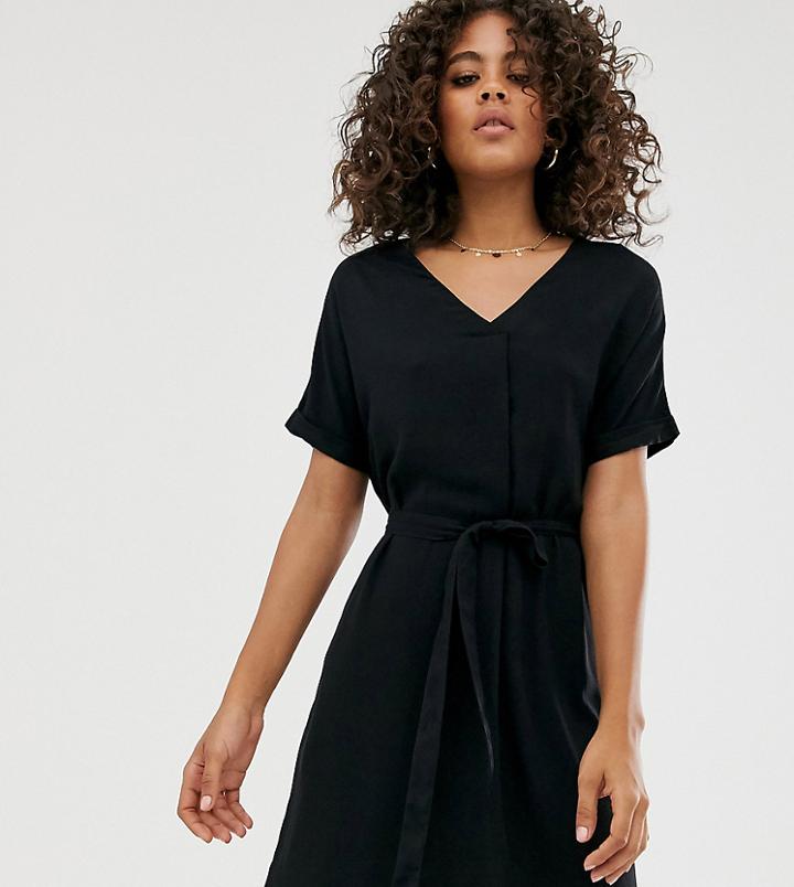 New Look Tall Belted Tunic Dress In Black