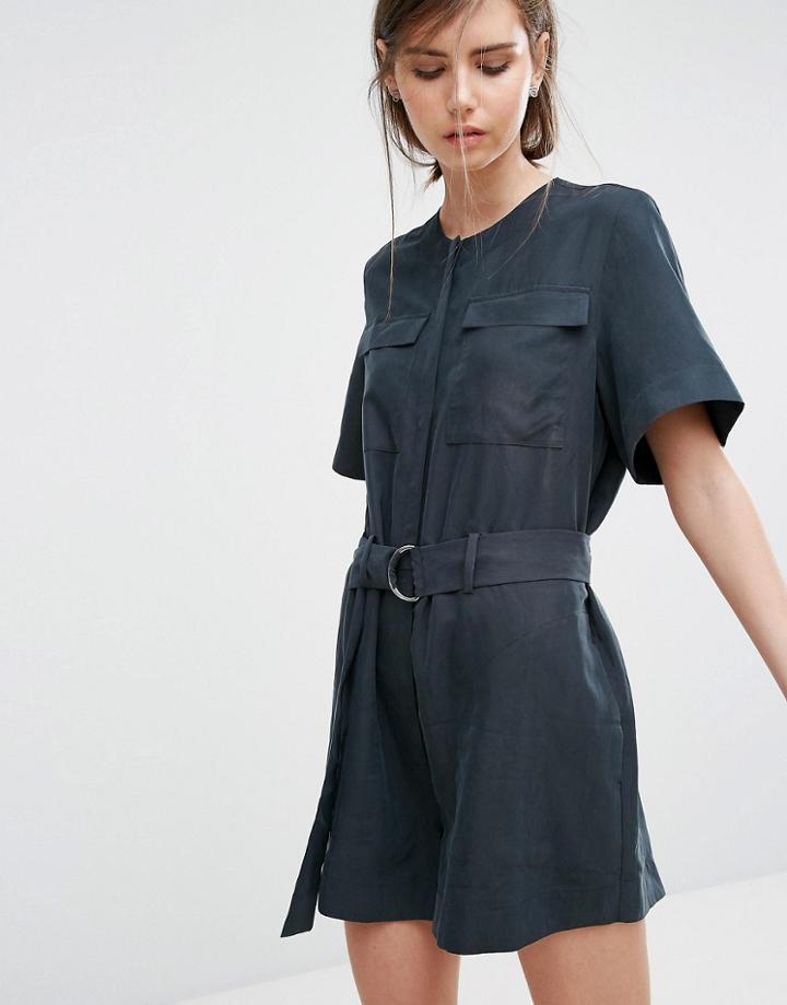 Weekday Collarless Romper - Black