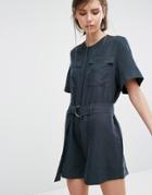 Weekday Collarless Romper - Black