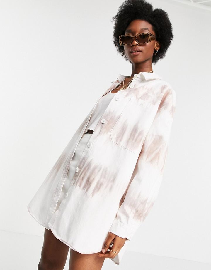 Asos Design Tie Dye Shacket-white