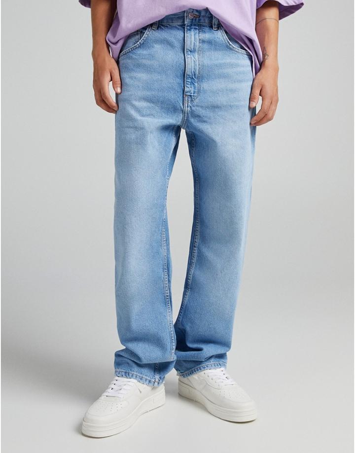 Bershka Baggy Jeans In Blue-blues