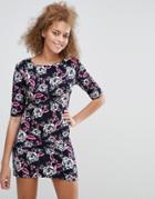 Pussycat London Floral Bodycon Dress - Black