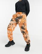 Vintage Supply Sweatpants With 'peace' Print In Brown Tie Dye